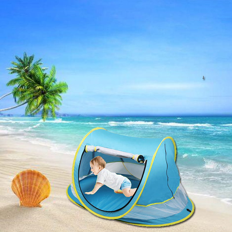 Pop Up Blue Foldable Baby Peapod Beach Tent Travel Bed UPF 50 Sun Shelters 