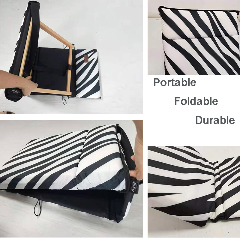New Design Zebra-stripe Portable Folding Beach Mat Chair Adjustable Beach Lounger Chair