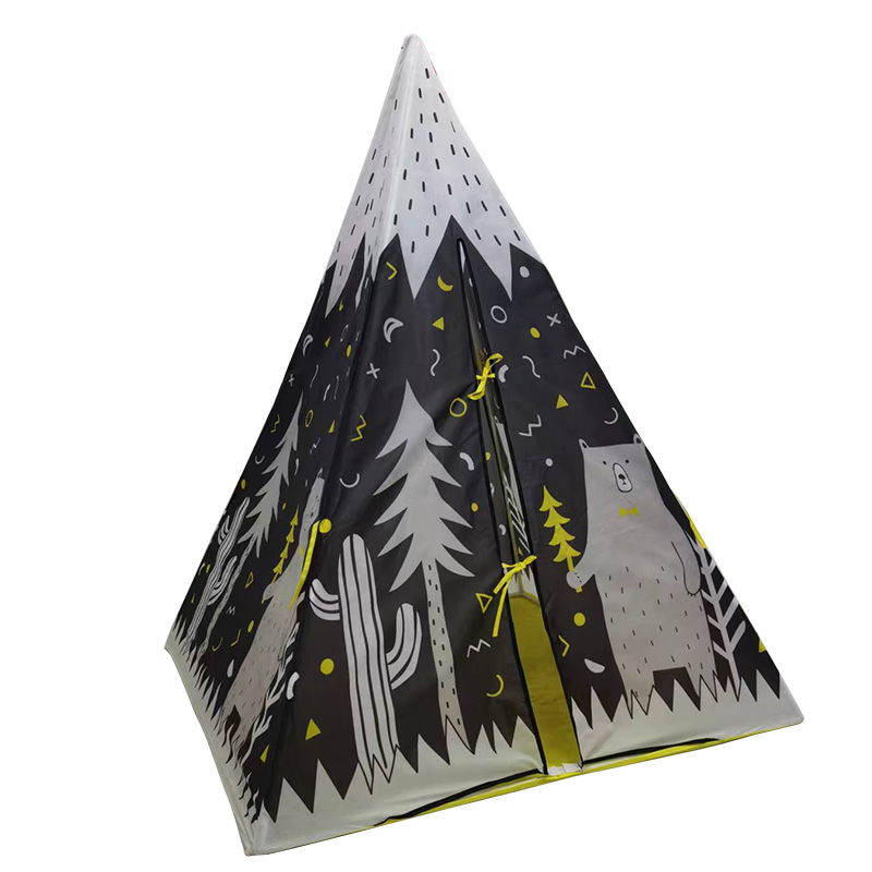 Portable Night Forest With Bear Kids Teepee Tent With Carry Bag