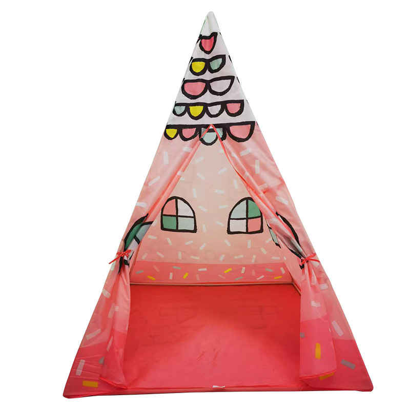 Pink Sweet House Design Kids Play Teepee House Tent With Portable Carry Bag