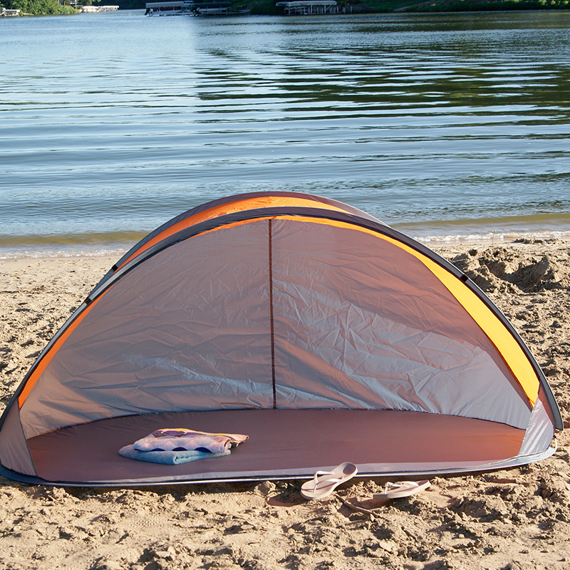 Anti UV Orange Large Pop-Up Beach Shade Shelter Portable Foldable Beach Tent