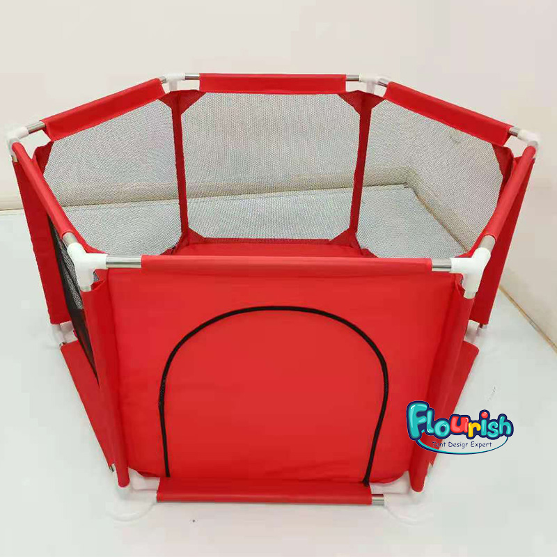 Red Portable Large Hexagonal Playpen with Gate Ball Pit Fence,Safety Pit Pool Fence For Babies Toddler Infants