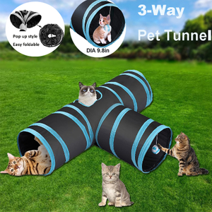 3-Way Pet Cat Tunnel ,Easy Travel and Storage Collapsible Interactive Durable Portable Tear-Resistant Toy Tent For Cat Pet small animal