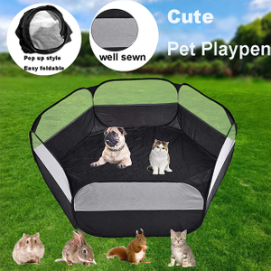 Black Portable Small Animal Cage, Pet Playpen Play Tent For Indoor/Outdoor, Bedding Fence Pen