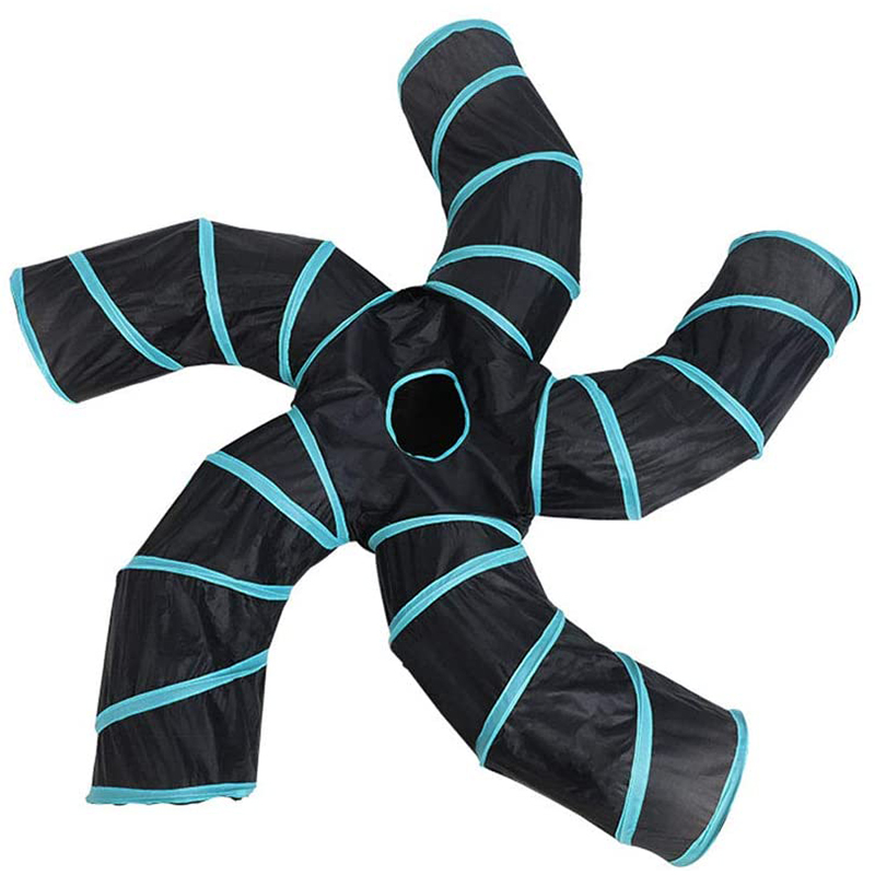 Cat Tunnel for Indoor Cats Large, with Play Ball S-Shape 5 Way Collapsible Interactive Peek Hole Pet Tube Toys, Puppy, Kitty, Kitten, Rabbit