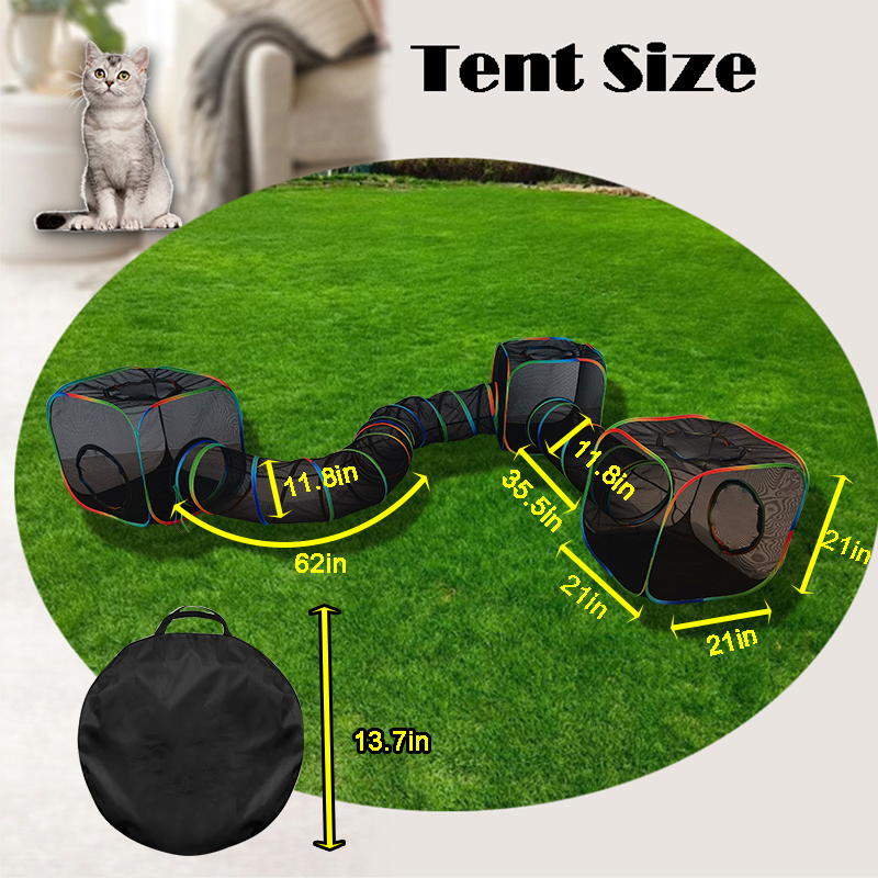 Set of 5 Outdoor Rainbow Cat Enclosures Pet Playground Kitty Small Animals Rabbit Guinea Pig Playpen Square Tent with Toy Tunnel