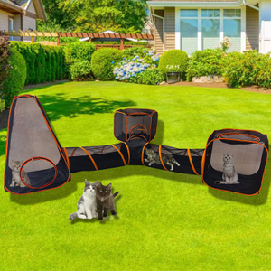 4 in 1 Compound Pet Playpens - 3 Tents & 1 Triangle Tunnel,Portable Pop Up Folding Enclosure Play Houses,for Cat,Kitty,Dog,Puppy,Rabbit