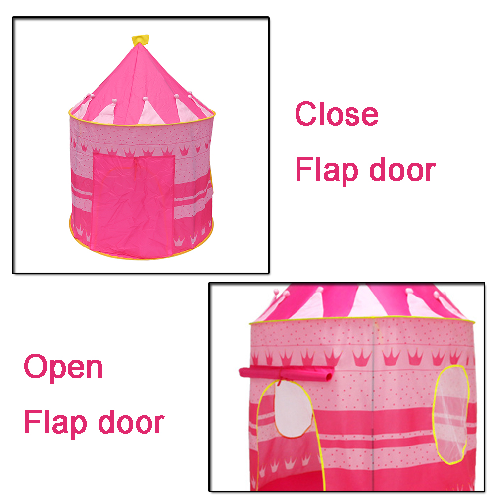 CPT7138 pink color with crown pattern easy folding pop up princess kids castle tent