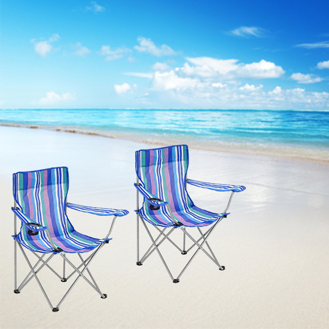 Striped Camping Chair Kids Children Folding Fishing Hiking Picnic Garden Beach Seating