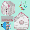 Unicorn Fortable Pop Up House Playtent,DIY Handprint With Six Washable Color Pens ,Easy to Operate