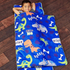 Blue Cartoon with Dinos Portable Kid's sleeping bag with Carry Handle with Straps Closure