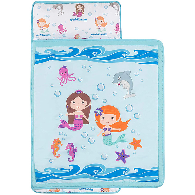 Ages 2-6 years mermaid Kids Sleeping Bag with Removable Pillow ,Carry Handle with Fastening Straps Closure