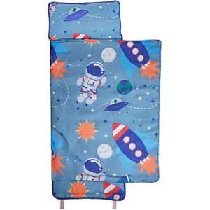 Rollup Design Outer Space Adventures Toddler Nap Mat w/Removable Pillow,Carry Handle with Straps Closure, Travel Sleeping Bag - Ages 3-6 Years