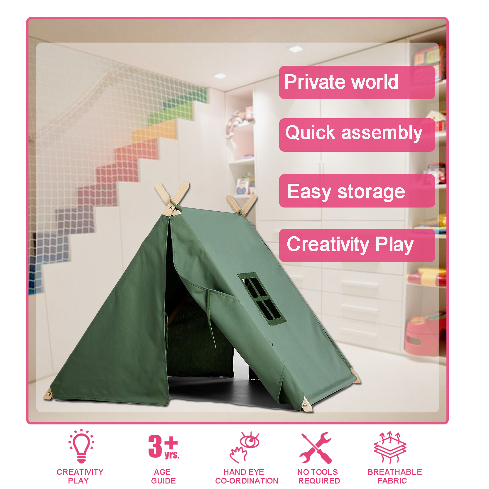 canvas kids play teepee