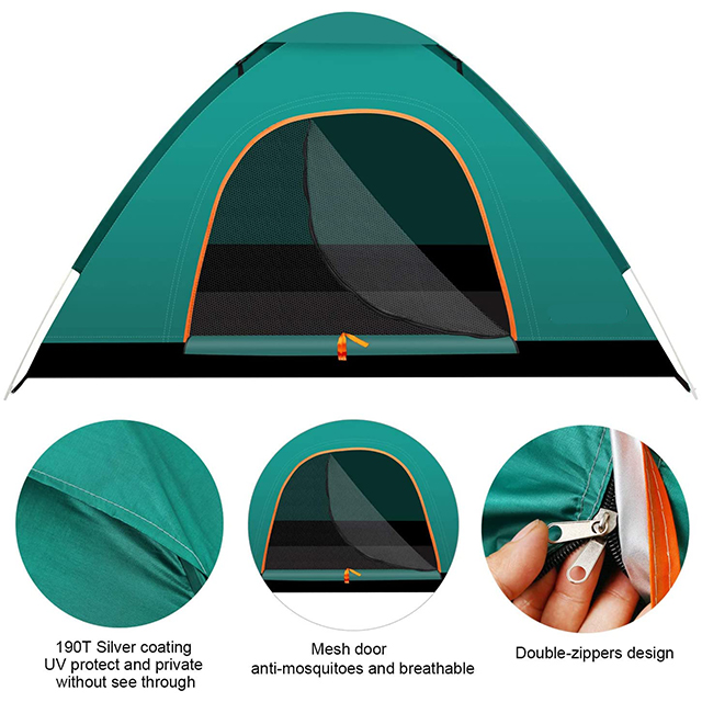 2 Person Lightweight Tent Green Instant Automatic pop up Camping Tent ,Waterproof Windproof, UV Protection