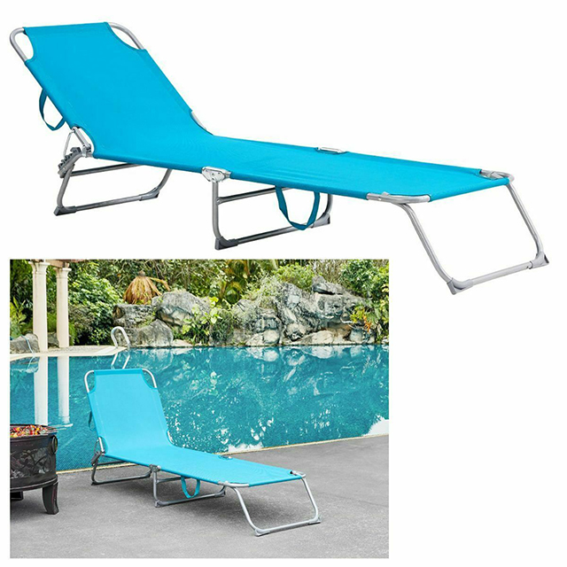 Garden Reclining Beach Lounger Sun Lounger Folding Chair Bed Rocker Recliner Beach Camping