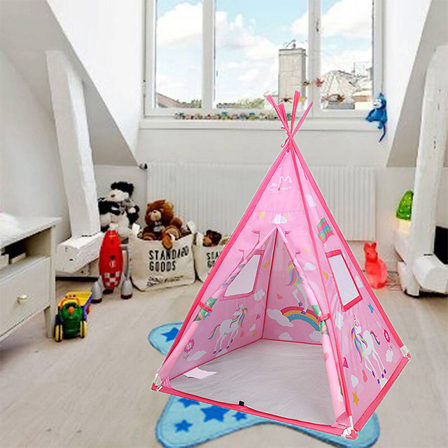 Pink unicorn large kids teepee tent for toddler dog baby boy adult ,durable foldable kids game playhouse for indoor outdoor