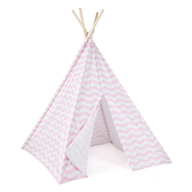 XP-TP063 wave stripe pattern kids teepee wigwam, childrens play tent for girls boys,100% Canvas with wooden pole,easy set up with carry bag