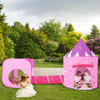 Pink princess kids play tent with crawl tunnel ,girls castle tent, glow in the dark playhouse combo tent