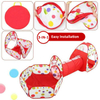 Multicolor dot Folding Portable Kids Play Tent with crawl tunnel, Ball Pit with Basketball Hoop,3 in 1 Playhouse Tent
