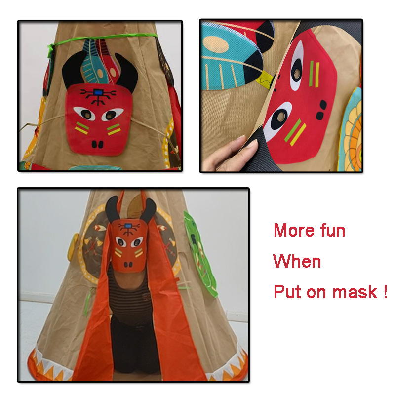Kids indian teepee tent with carpet portable carry bag accept OEM design