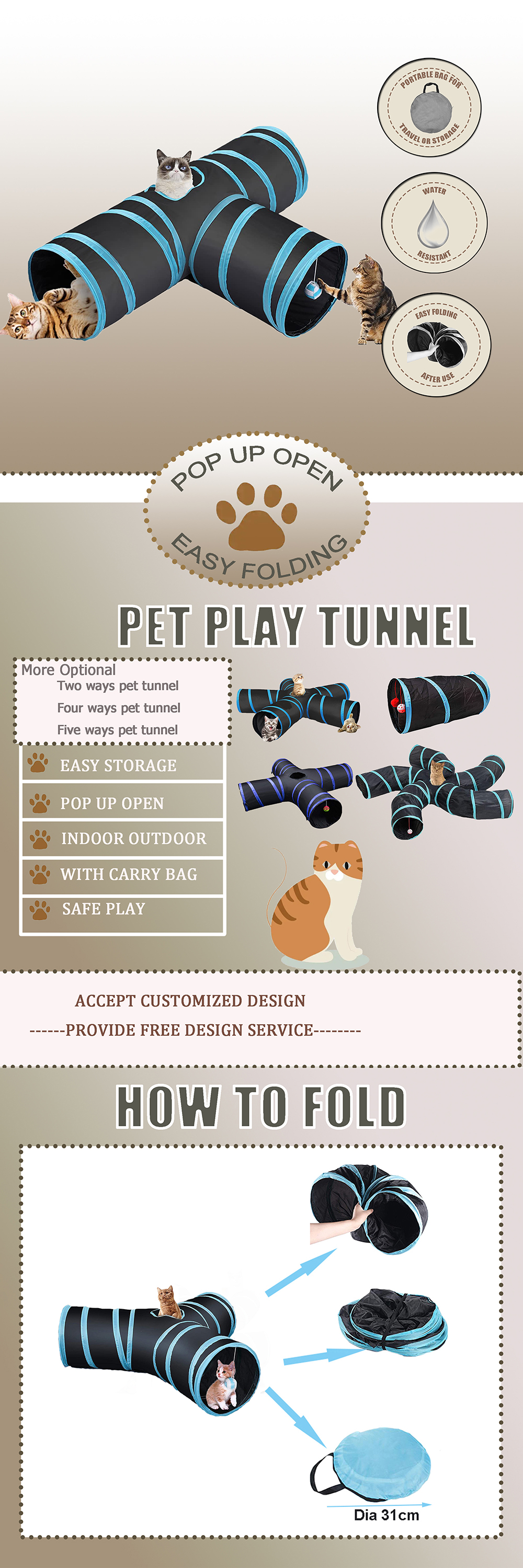 3 ways pet tunnel