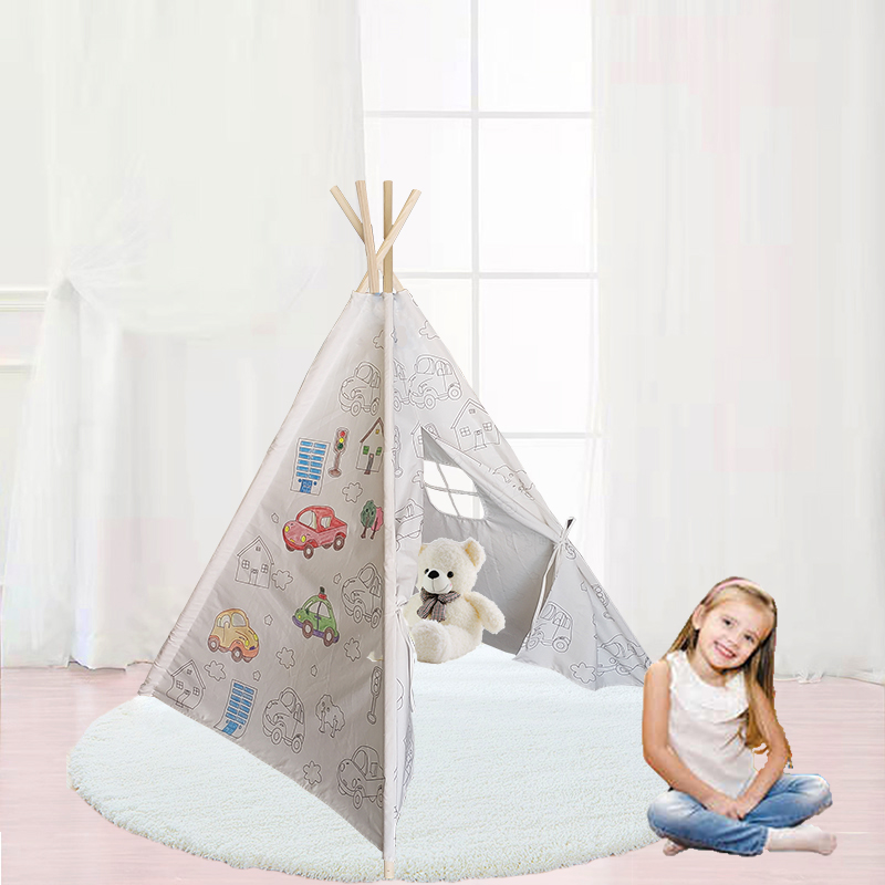 Kids painting teepee tent