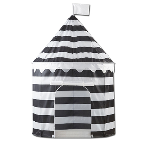 Black White Stripe Kids Castle Play Tent Easy Assemble Foldable Play House Use For Home Yard 