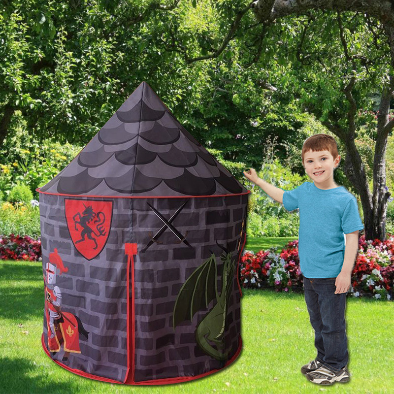 Gray Nice Design Kids Castle Tent With Portable Carry Bag Use Home Yard Easy Assemble
