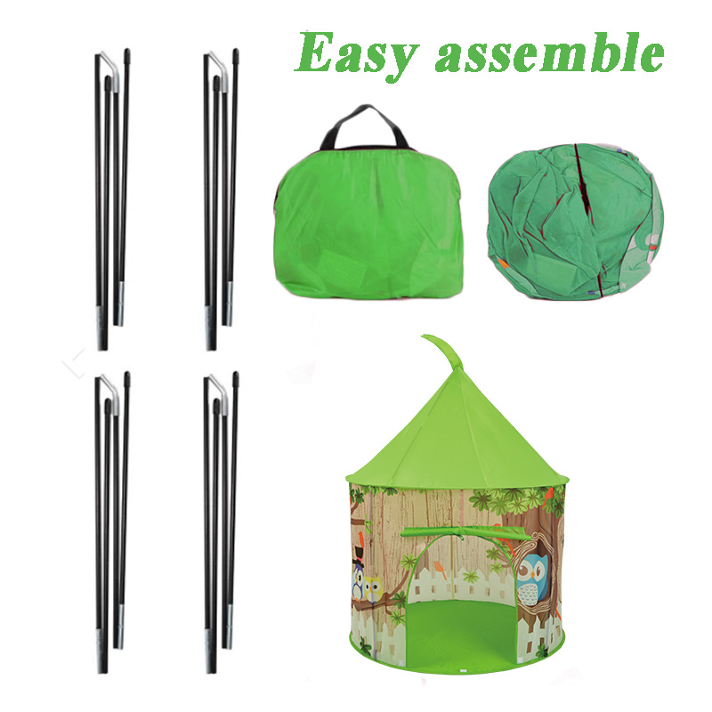 Owl Kids Castle Tent With Portable Carry Bag Use Home Yard Easy Assemble