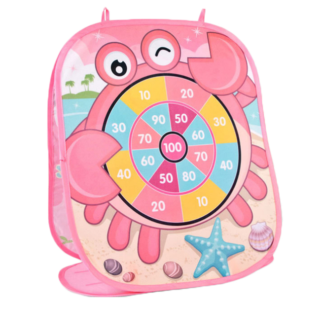 Pink Crab Bean Bag Toss Game Toy Set With Dart Board Toss Bags Easy to Carry 