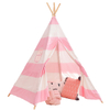 XP-TP064 Pink stripe cotton canvas wooden pole pyramid Tent Kids Teepee, best playhouse for Girls and Boys 