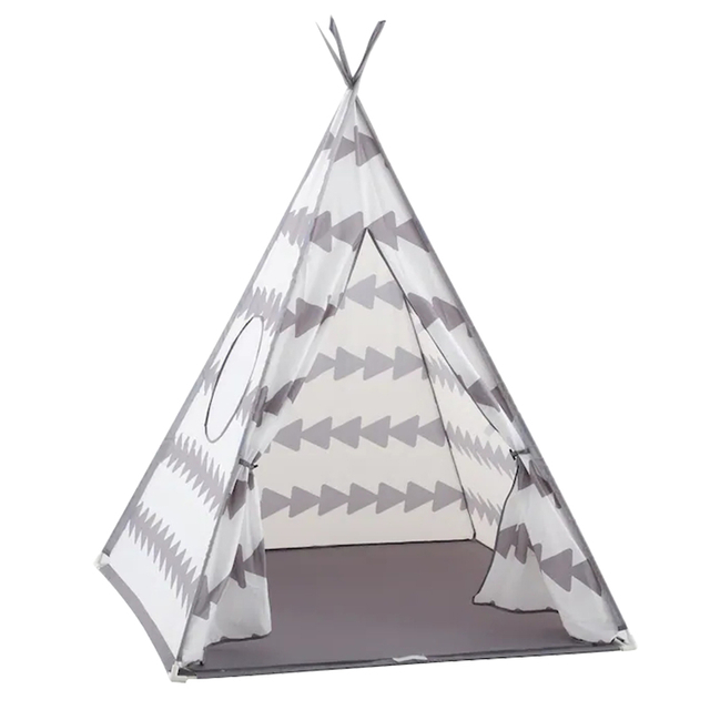 Sweet Grey Teepee Tent With Round Mesh Window
