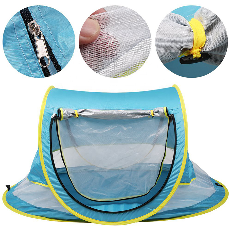 Pop Up Blue Foldable Baby Peapod Beach Tent Travel Bed UPF 50 Sun Shelters 