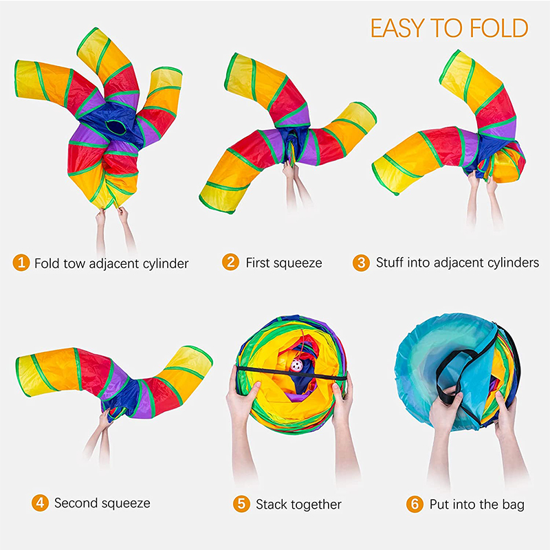 Multicolor Cat Tunnel with Play Ball S-Shape 5 Way Collapsible Interactive Peek Hole Pet Tube Toys