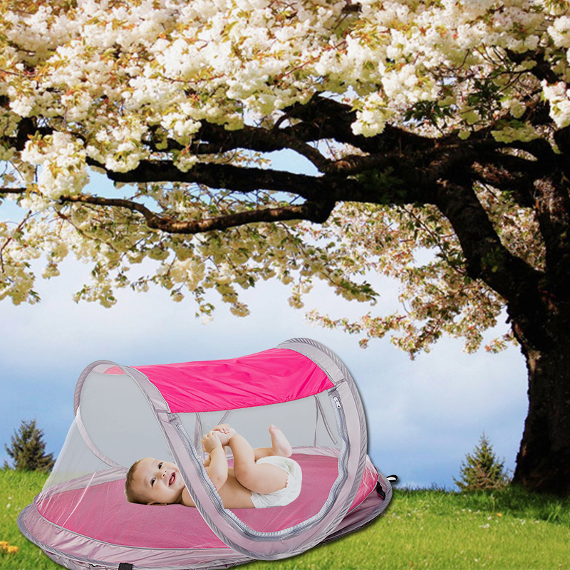Pink Baby Beach Tent Foldable Portable Kids Travel Bed