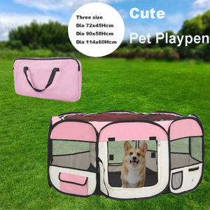Large Pop Up Open Portable Pink Foldable Dog Playpen with Carrying Bag 