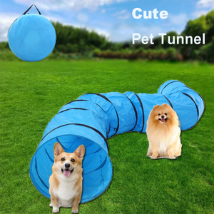 Blue Collapsible Extra-long Pet Dog Training Tunnel with Carry Bag Pet Play Tent