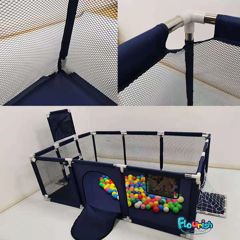 Large Kid Baby Playpen Playard With Basketball Hoop,Folding Breathable Mesh Infant Children Play Game Fence for Indoors Outdoors Home