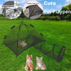 Outdoor Mesh cloth portable pet playpen Outside Cat Enclosure with tent tunnel, playhouse for cat small animals