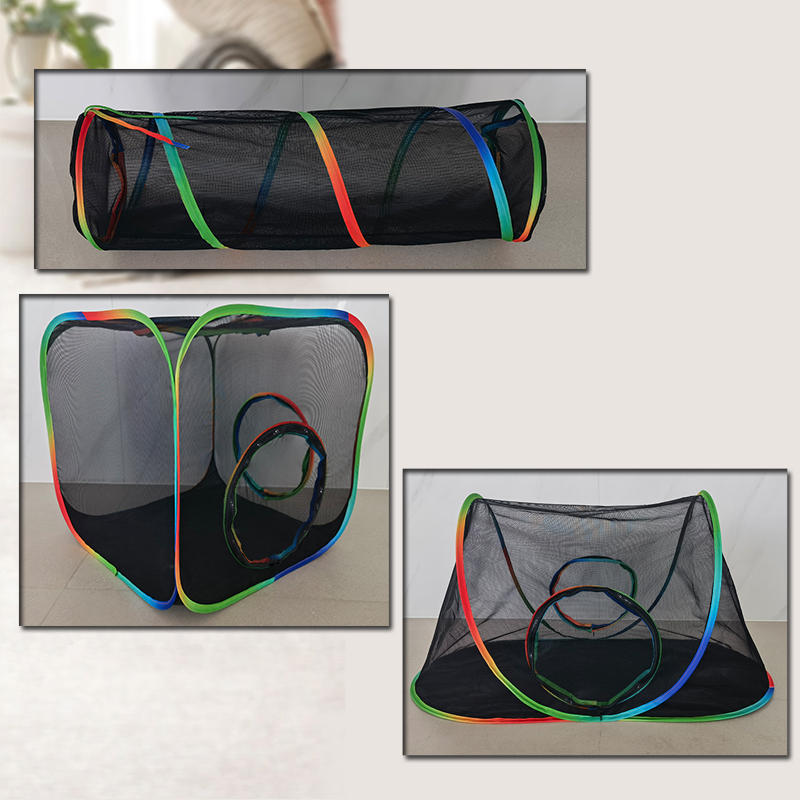 Set of 5 Outdoor Rainbow Cat Enclosures Pet Playground Kitty Small Animals Rabbit Guinea Pig Playpen Olive Hexagon Square Tent with Tunnel