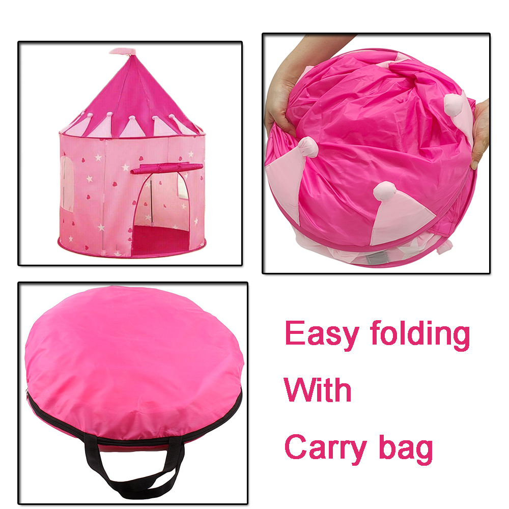 CPT7136-2 Pink Princess with star Pop Up Portable Glow in The Dark high quality factory price top selling castle play tent