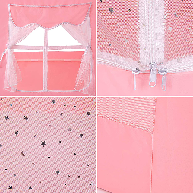 Polyester Pink Princess Girls Play Tent ,Portable Large Playhouse for Children Indoor and Outdoor Games