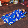 Blue Cartoon with Dinos Portable Kid's sleeping bag with Carry Handle with Straps Closure