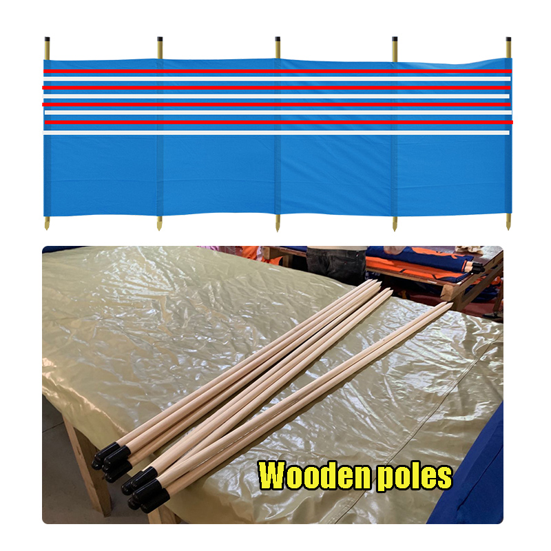 Top selling customized 4/5/6/8/10 Pole Stripe Privacy Screen Fence Beach Windbreak