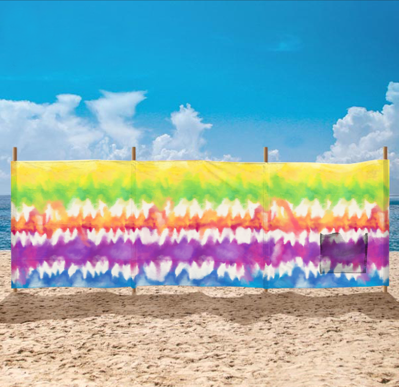 Rainbow Striped Garden Camping Windbreak 4 to 10 Pole Beach Sun Shade Holiday Stripe