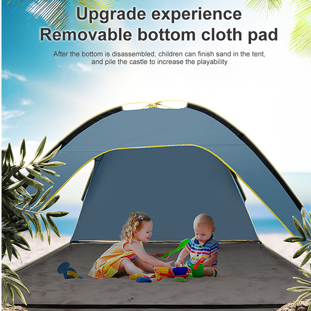 Double Pole Large Outdoor Beach Tent Sun Shelter Sunshade Pop up Tent Triangle Tent Shelter 3-4 persons Sun Protection