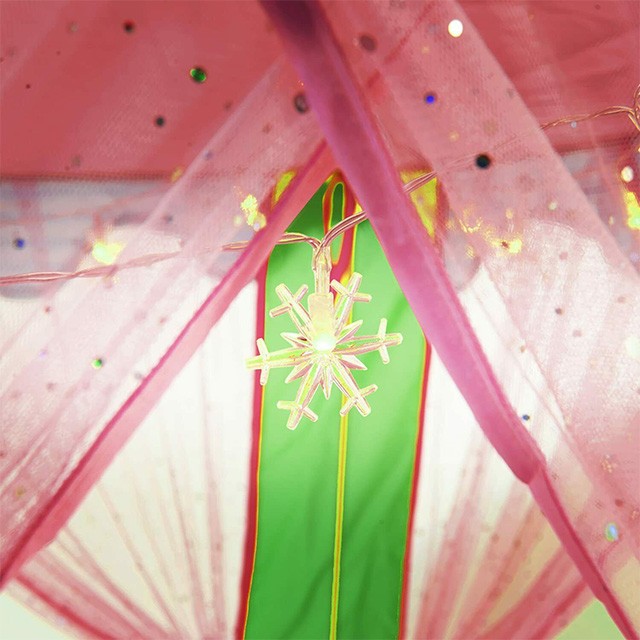 Pink Kids children Girl's Princess Castle pop up Tent playhouse with Led fairy lights