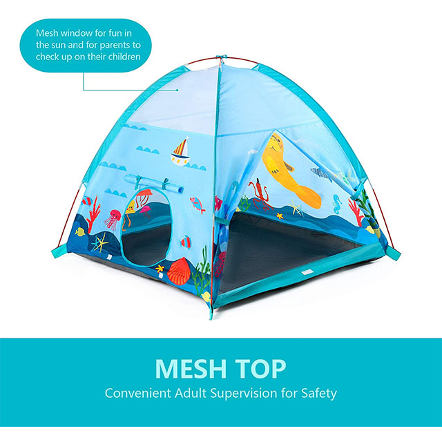Ocean Theme Play Dome Tent for Kids,Blue Color Playhouse for Kids Indoor Outdoor