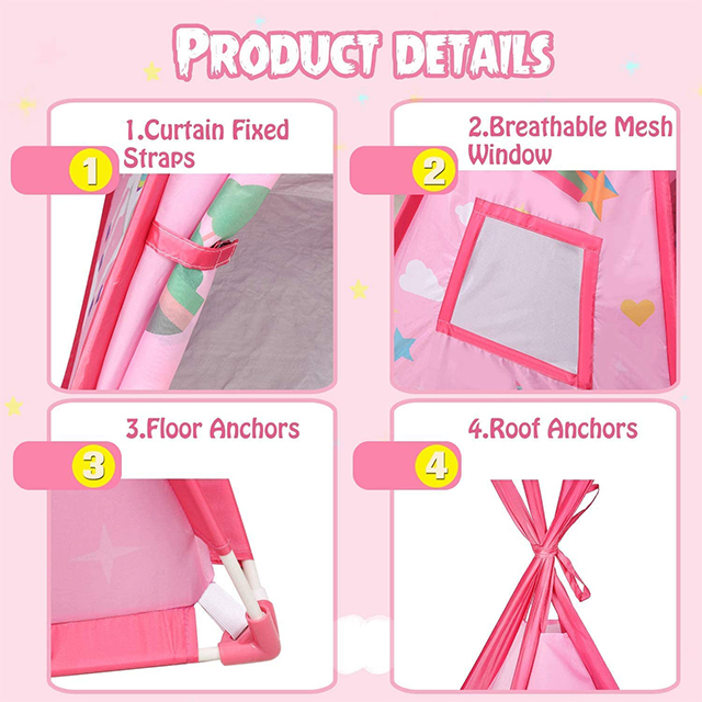 Pink unicorn large kids teepee tent for toddler dog baby boy adult ,durable foldable kids game playhouse for indoor outdoor